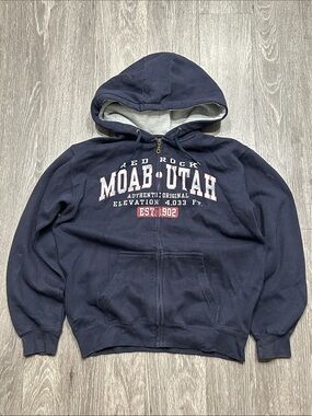 Moab Utah Navy Full-Zip Hooded Sweatshirt